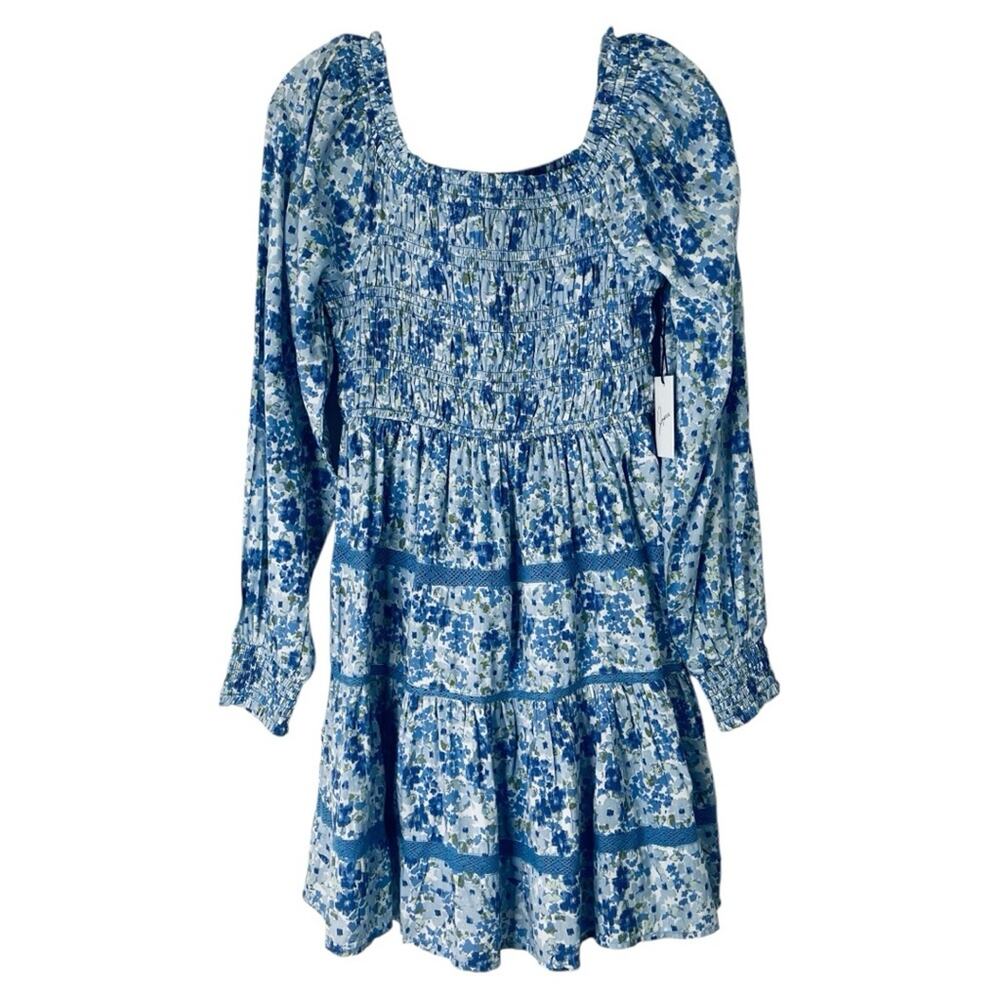 NWT Japna blue white green floral lace cottagecore boho dress medium